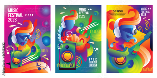 Poster design with pop art color for music festival design