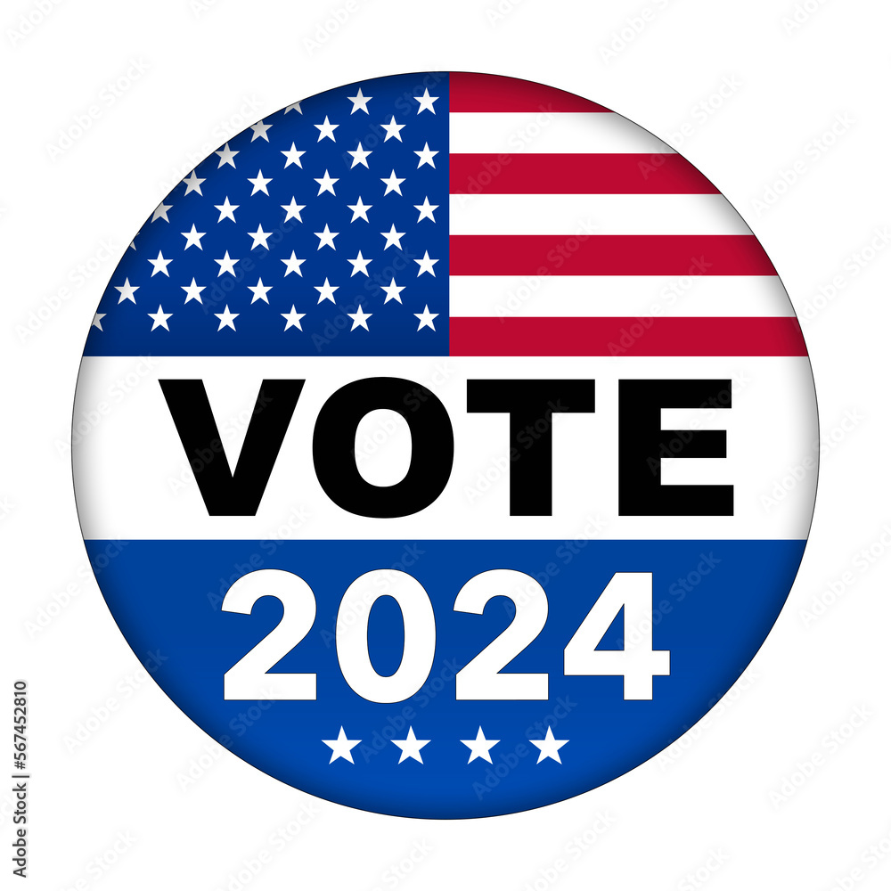 Vote 2024 campaign button with the USA flag - Illustration Vote 2024 campaign button with the USA flag - Illustration