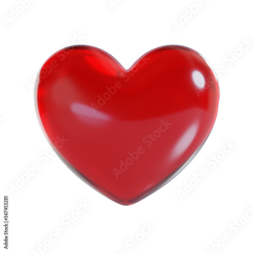 3d render of glass red heart 