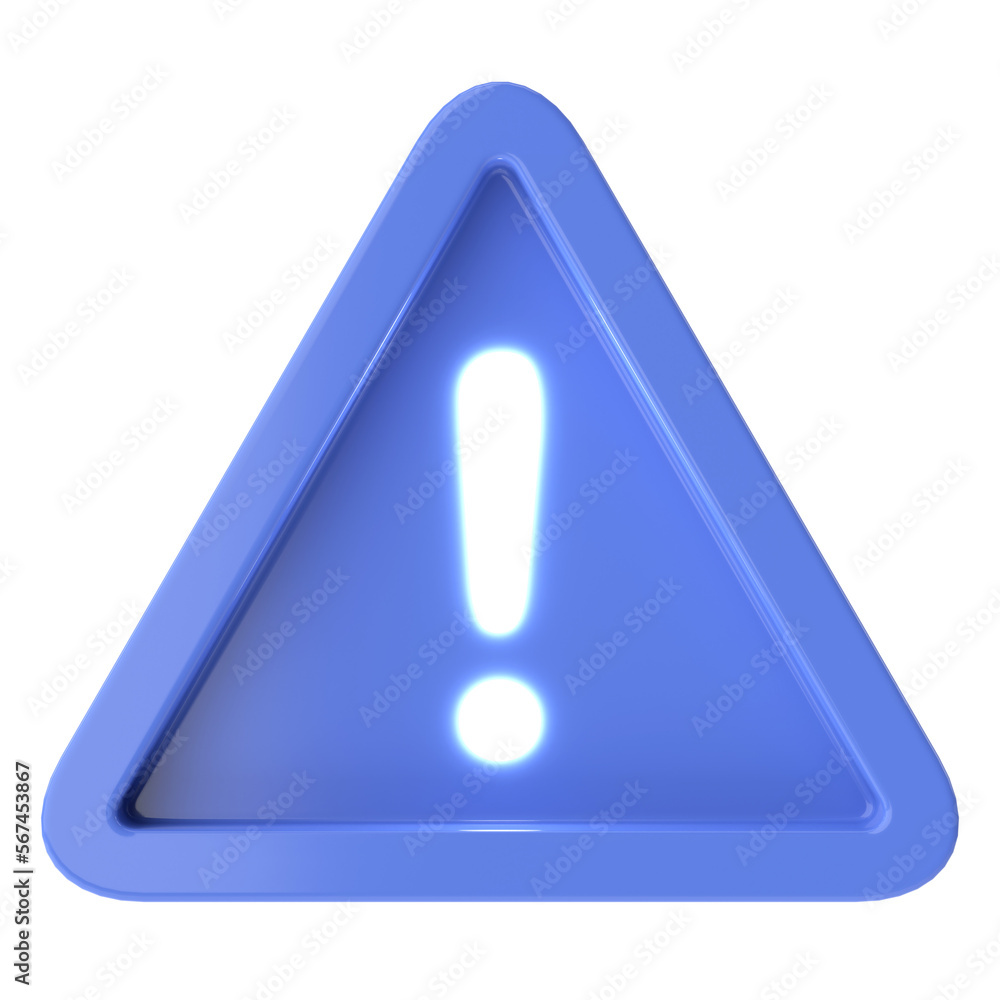 Warning icon. Exclamation mark. 3D illustration. Warning icon. Exclamation mark. 3D illustration.