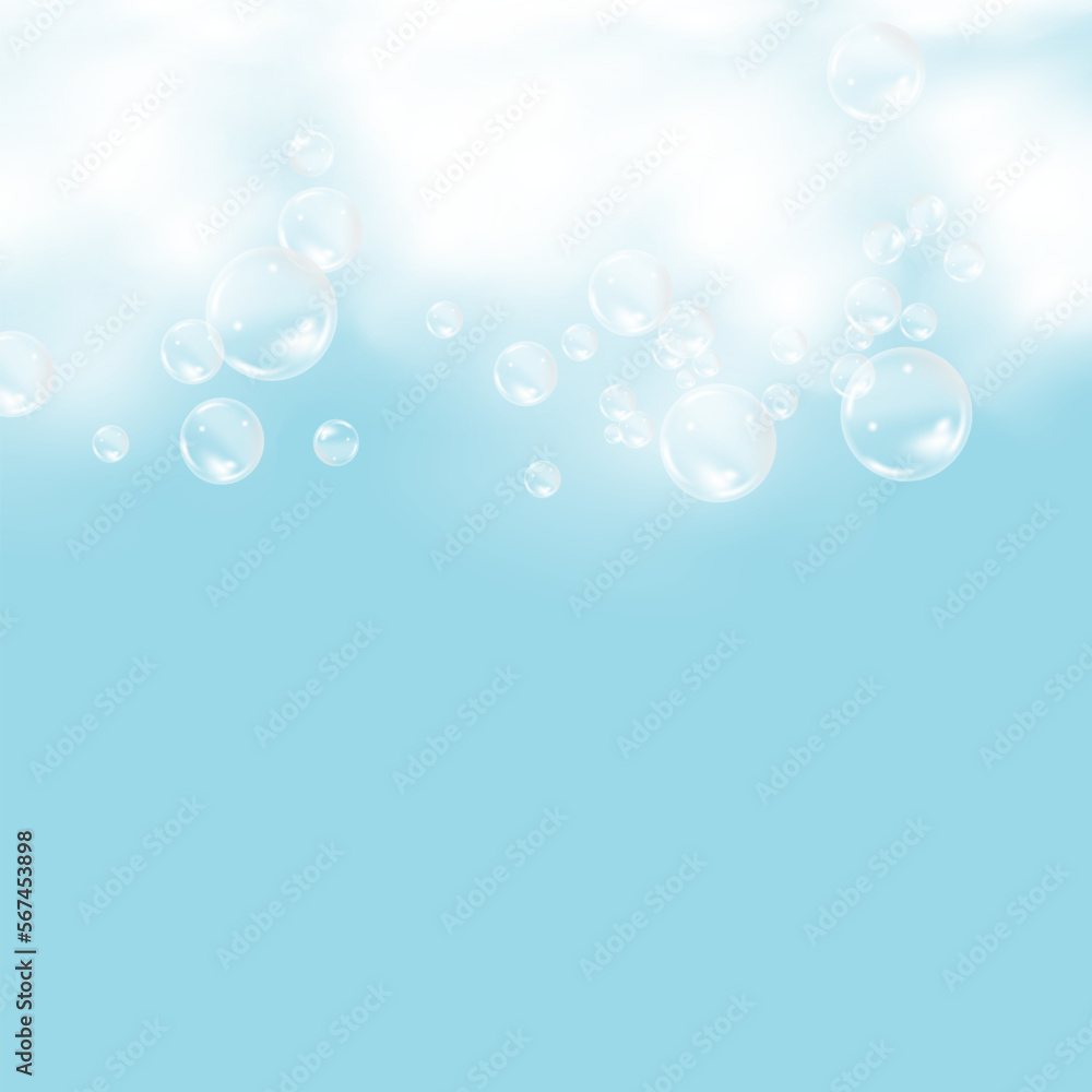 Bath foam background. Shampoo bubbles texture.Sparkling shampoo and bath lather vector illustration.