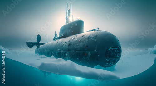 Wallpaper Mural Army Nuclear military Submarine in north waters of Arctic sunset. Generation AI Torontodigital.ca