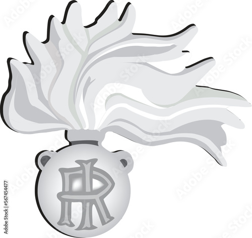grenade surmounted by a carabiniere frieze flame-