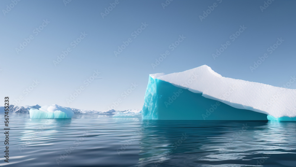 large iceberg floating in the polar sea, Generative AI large iceberg floating in the polar sea, Generative AI