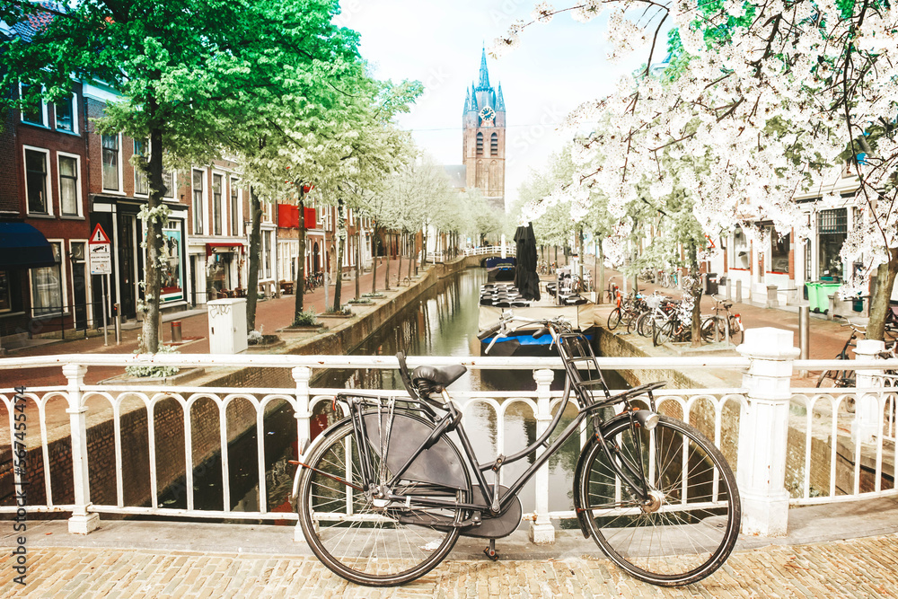Fototapeta premium old town of Delft in spring, Holland