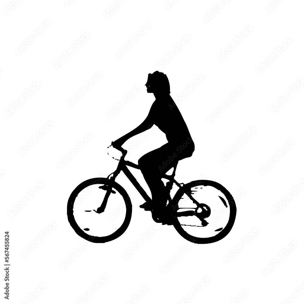 Obraz premium silhouette of person riding bicycle with transparent background