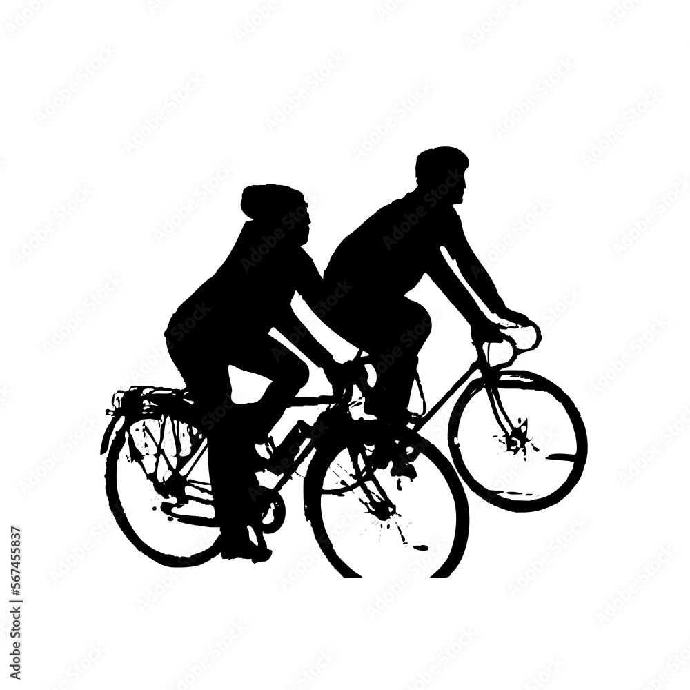 Obraz premium silhouette of person riding bicycle with transparent background