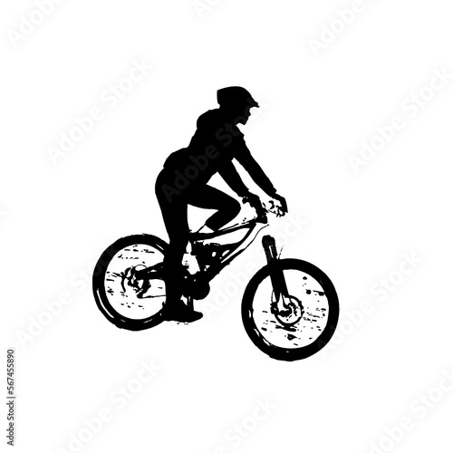 silhouette of person riding bicycle with transparent background © Indah