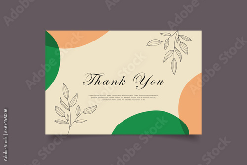 thank you card template design with abstract minimalist background