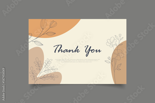 thank you card template design with abstract minimalist background