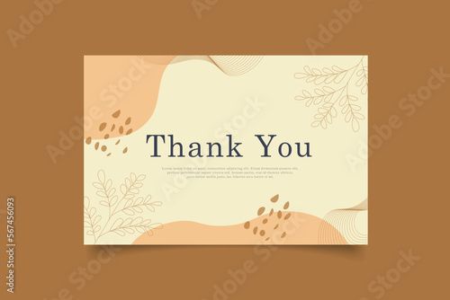 thank you card template design with abstract minimalist background