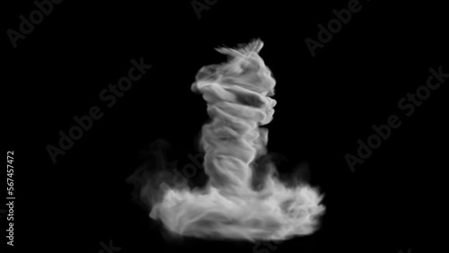 Tornado Storm Hurricane With Alpha channel and RBG lighting on black background.4K Animation Rendered.