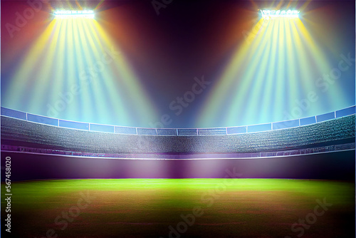 Huge empty stadium, illumin...