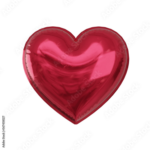 Coração vermelho ultra detalhado foto sem fundo png 3d de frente metálico