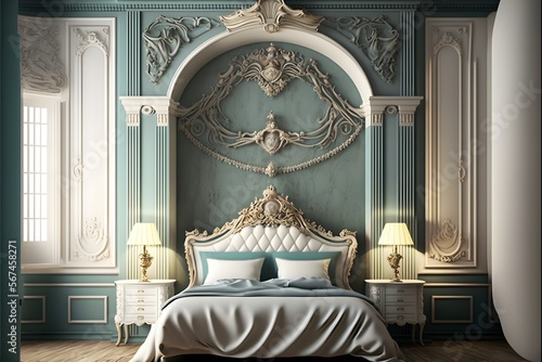 royal luxury royal palace with bed, decoration, vintage, antique, wood, generative ai