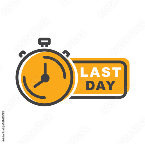 Last day banner with timer, sticker. icon, vector.