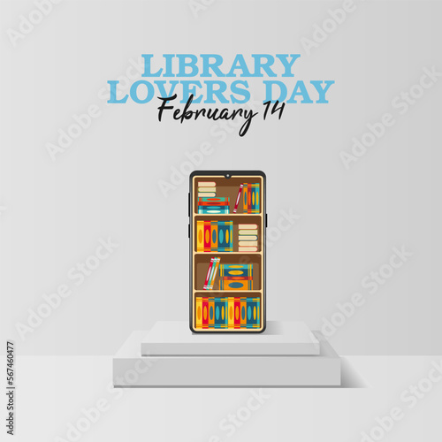 vector graphic of library lovers day good for national library lovers day celebration. flat design. flyer design.flat illustration.