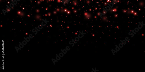 Red glow effect, glare, explosion, glitter, sun glare, sparks and stars on a black background