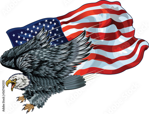 American Redoubtable  Eagle with USA flags
