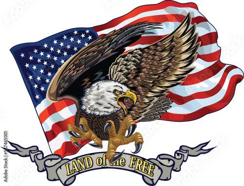 American Redoubtable  Eagle with USA flags