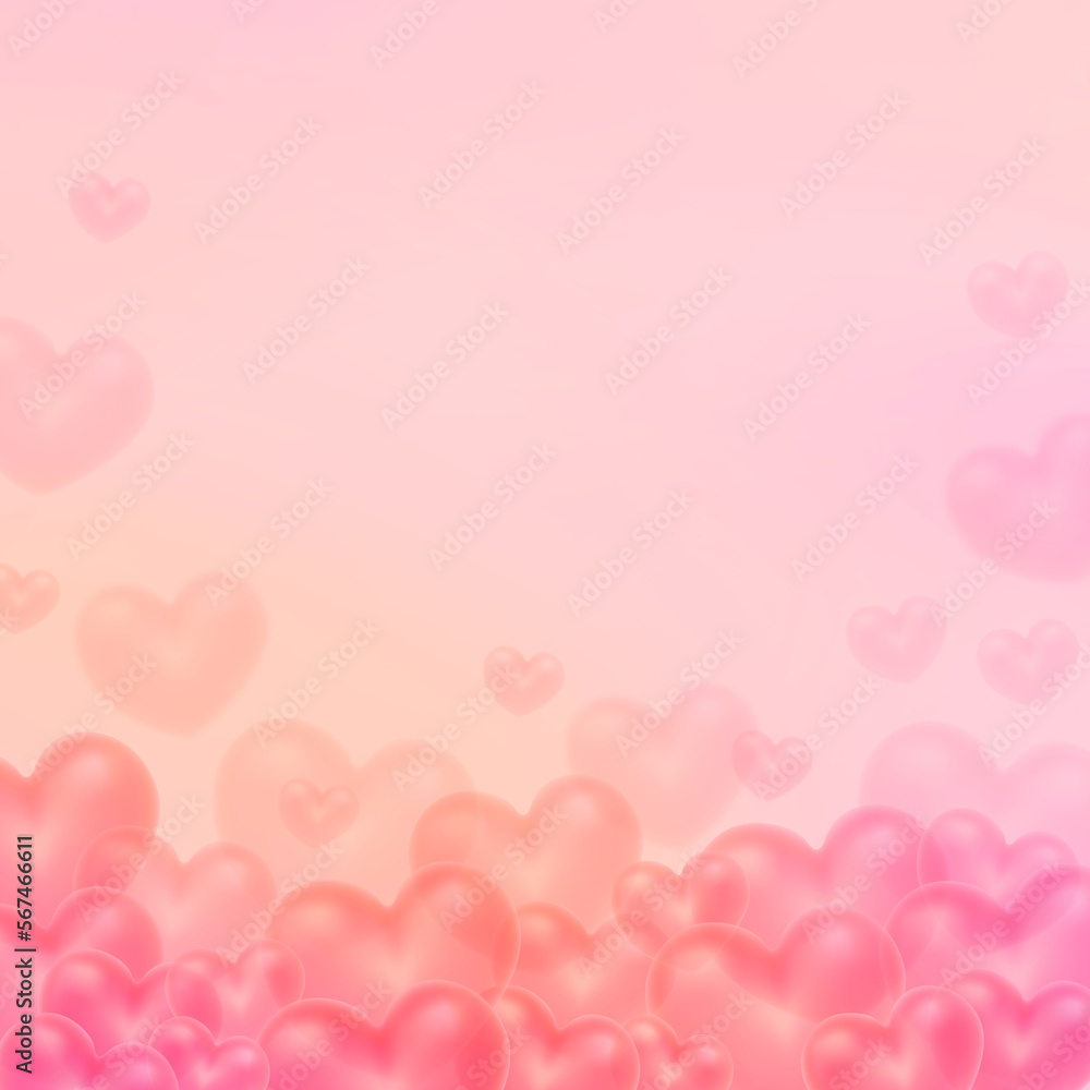 Background for Valentine's Day or Mother's Day. Pink square background with transparent hearts