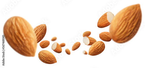 Flying almonds cut out