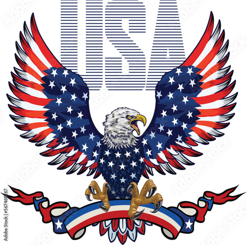 American Redoubtable  Eagle with USA flags