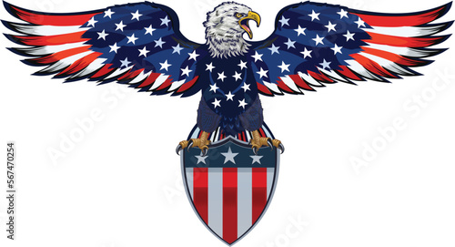 American Redoubtable  Eagle with USA flags