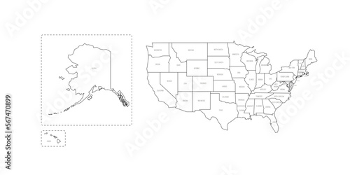 United States of America political map of administrative divisions