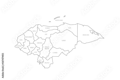 Honduras political map of administrative divisions