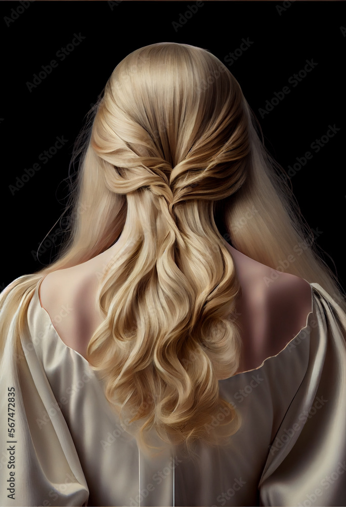 Naklejka premium Beautiful woman hairstyle, back view.