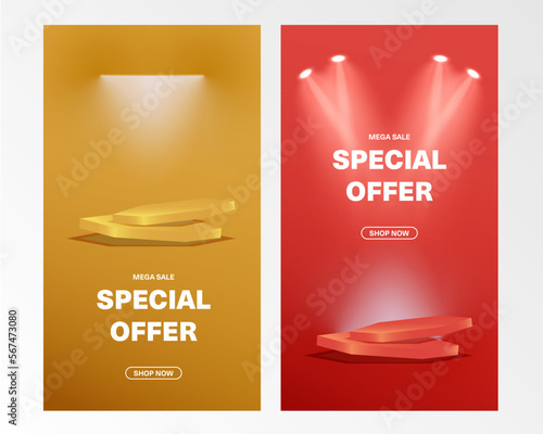 Instagram stories ads on yellow and red background