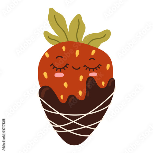 Chocolate Covered Strawberry Cartoon Valentines day Character