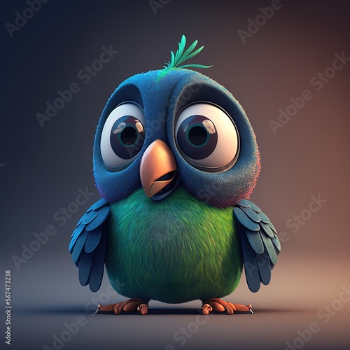 Cute Cartoon Parrot Charact...