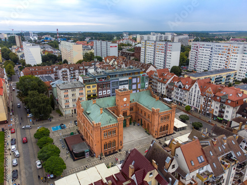 Town Hall in Kołobrzeg, aerial view