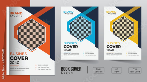 Corporate business book cover template design with Leaflet presentation, annual report, book cover templates layout in A4 size