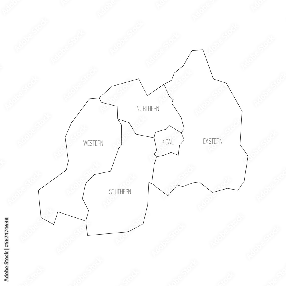 Rwanda political map of administrative divisions Rwanda political map of administrative divisions