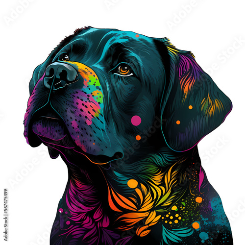 portrait of a dog with colorful eyes