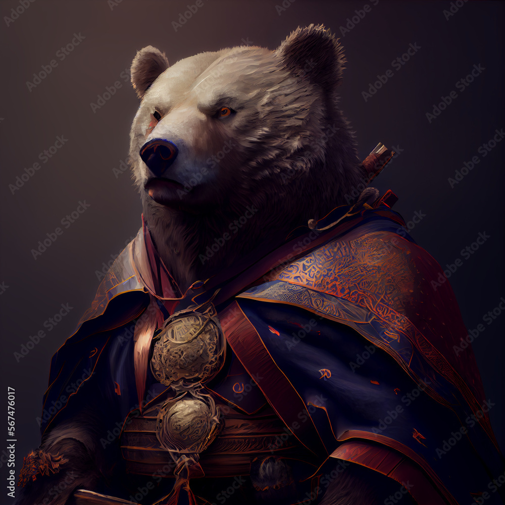 ภาพประกอบสต็อก Champion samurai bear with gradient background, ai art