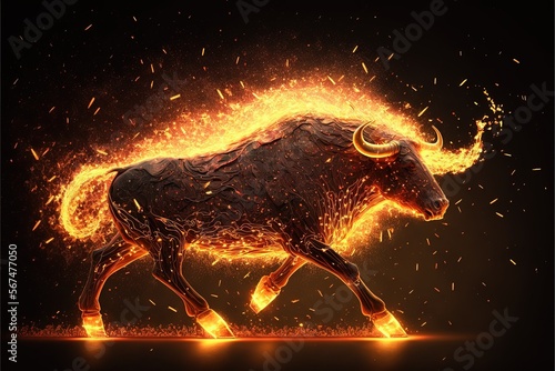 Crypto Market Bull Rising On A Trading Price Chart photo