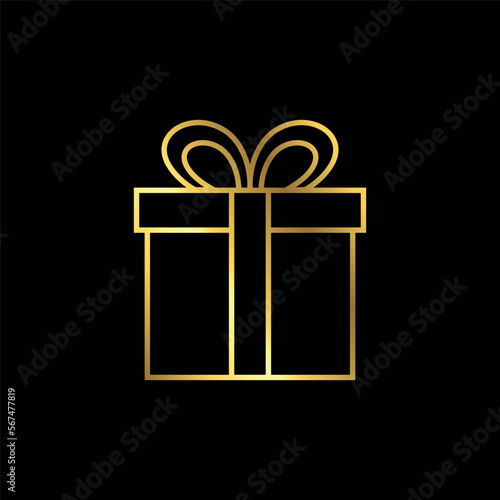 Gold Color Gift Box Icon Vector Template
