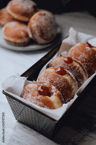 Delicious donuts with jam