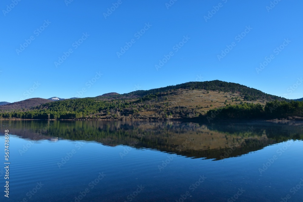View of Petelinjsko jezero intermittent karst lake near Pivka in Notranjska, Slovenia