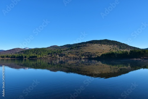 View of Petelinjsko jezero intermittent karst lake near Pivka in Notranjska, Slovenia