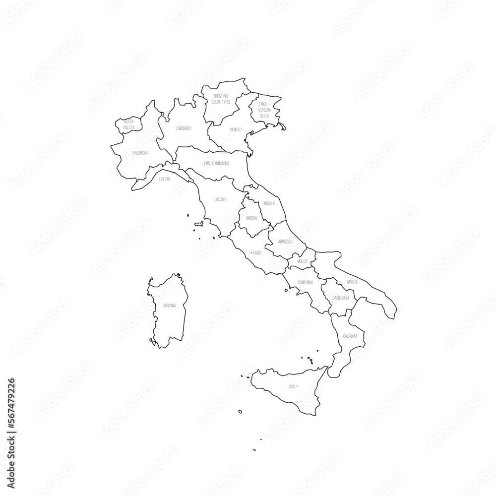 Italy political map of administrative divisions Stock Vector Adobe Stock