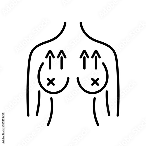 breast lift icon on white background, vector illustration.