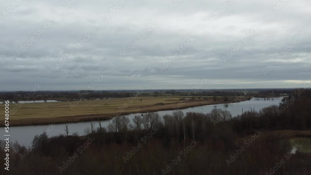 Danube river in idyllic nature with aerial Danube river in idyllic nature with aerial