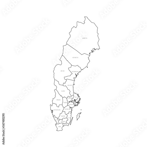Canvas Print Sweden political map of administrative divisions