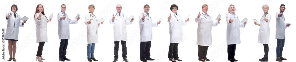 group of doctors with clipboard isolated on white group of doctors with clipboard isolated on white
