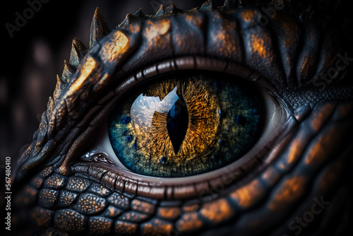 Dragon eye close up, generative ai